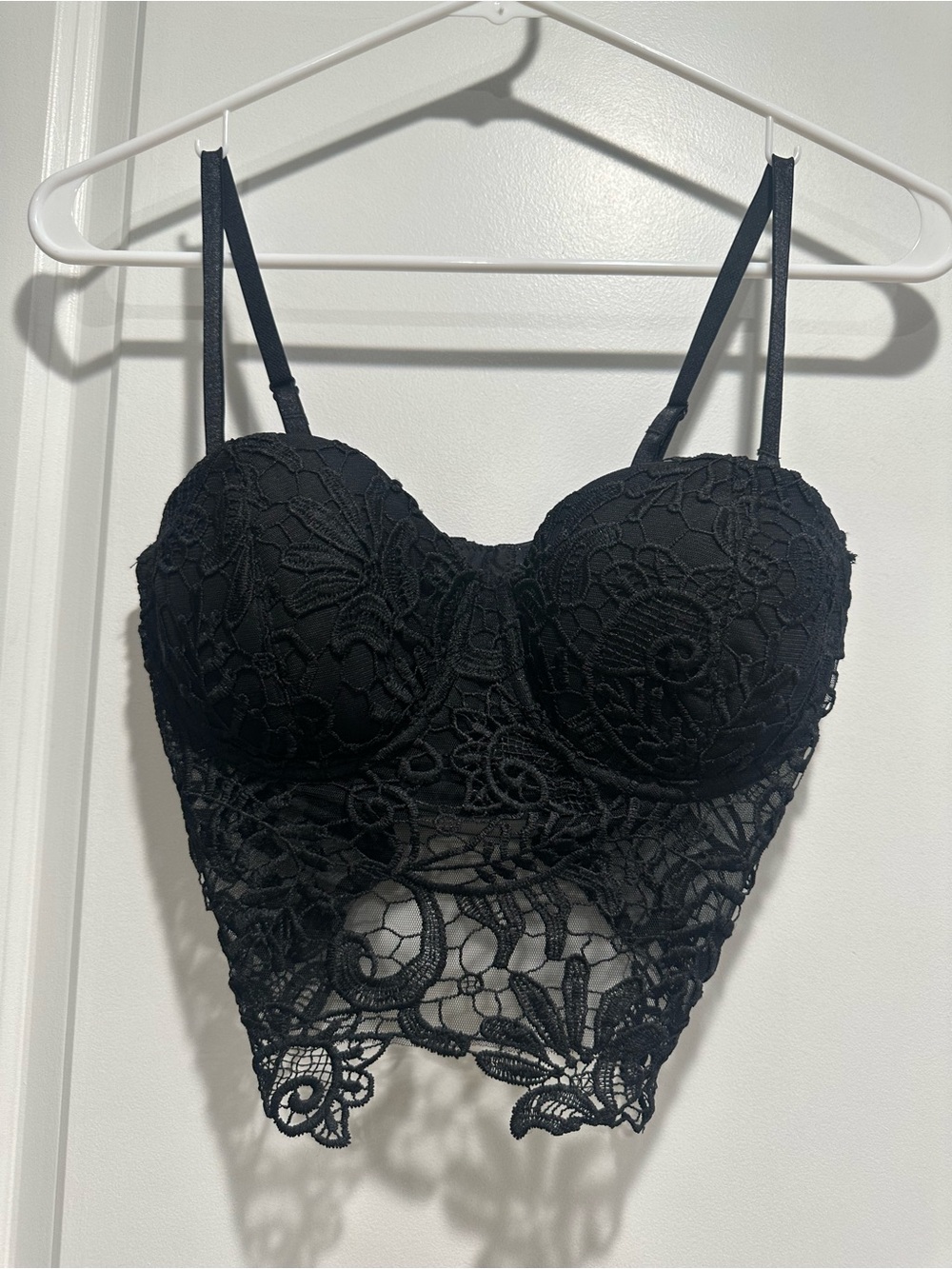 bebe Black Lace Longline Bustier Bra - Picture 3 of 8